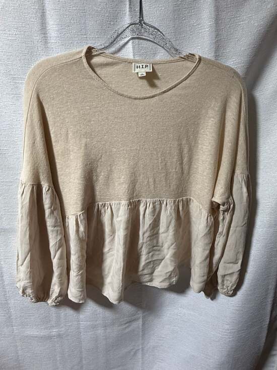 H.I.P. Tops - H.I.P. Long Sleeve Peplum Hem Knit Top